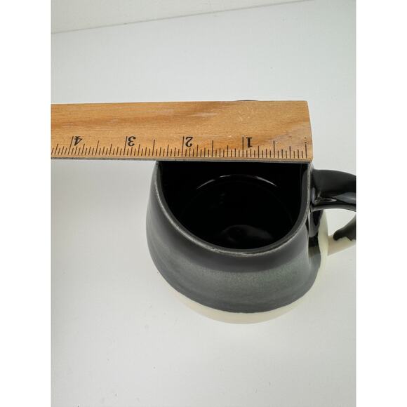 POTTERY BY JULIE MONDRO Black Matte Cream Dimple Mug Handcrafted Coffee Cup - Picture 11 of 12